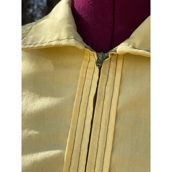Vintage 1970s Yellow Zip Front Casual dress Front Pocket size L - Picture 8 of 15